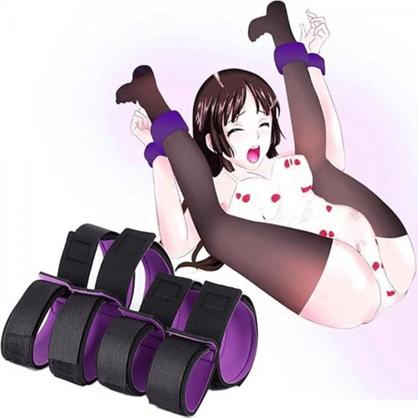 SMグッズ 足枷 SM 手枷 M字開脚 拘束具 手枷 両足拘束 腿ハーネス セックススリング アダルトグッズ バレンタイン 大人のおもちゃ （手枷＋足枷セット）  184