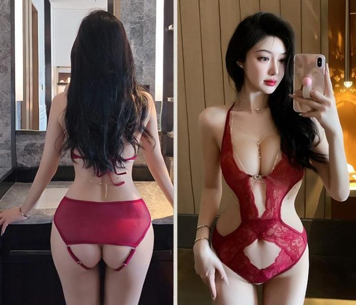 セクシー レース ホルターネック  レオタードボディスーツ オープンクロッチ  コスプレ、撮影用衣装、イベント、SNS映え F759